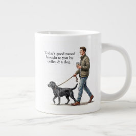 Caneca De Café Grande Coffee & a Black Lab Start the Day Right