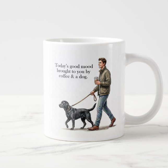 Caneca De Café Grande Coffee & a Black Lab Start the Day Right (Direita)