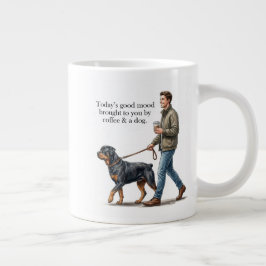 Caneca De Café Grande Coffee & a Rottweiler Start the Day Right