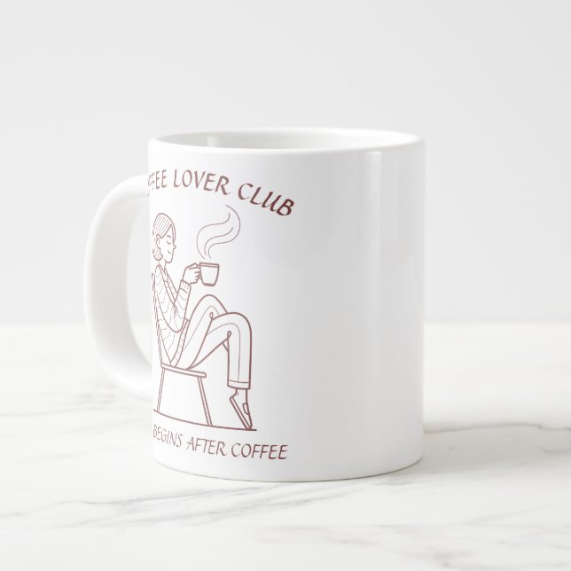 Caneca De Café Grande Coffee Lover Club: Life Begins After Coffee (Frente Esquerda)