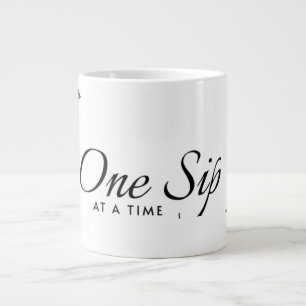 Caneca De Café Grande Coffee Mug Cerâmico - Branco com Aquarela Calmante