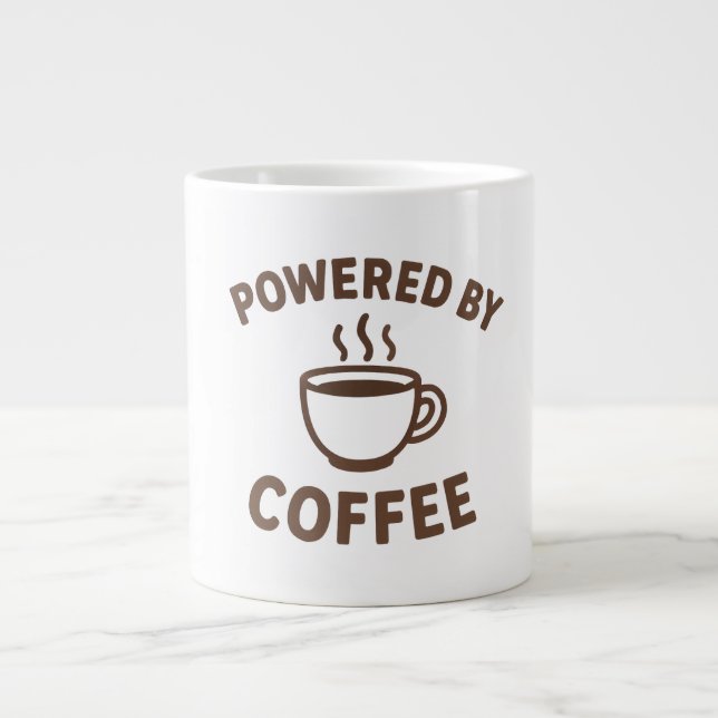 Caneca De Café Grande Coffee Mug - Design "Powered by Coffee" (Frente)