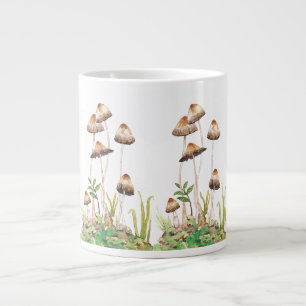 Caneca De Café Grande Cogumelos Florestais Castanhos