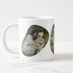 Caneca De Café Grande Colagem de 3 Fotos Personalizadas Dia das Mães