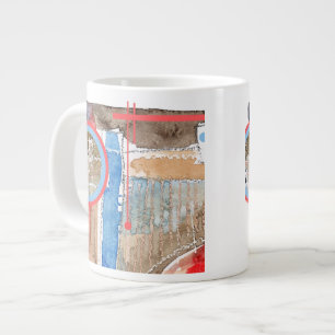Caneca De Café Grande Colagem de abstrato, suportes mistos e aquarela 5