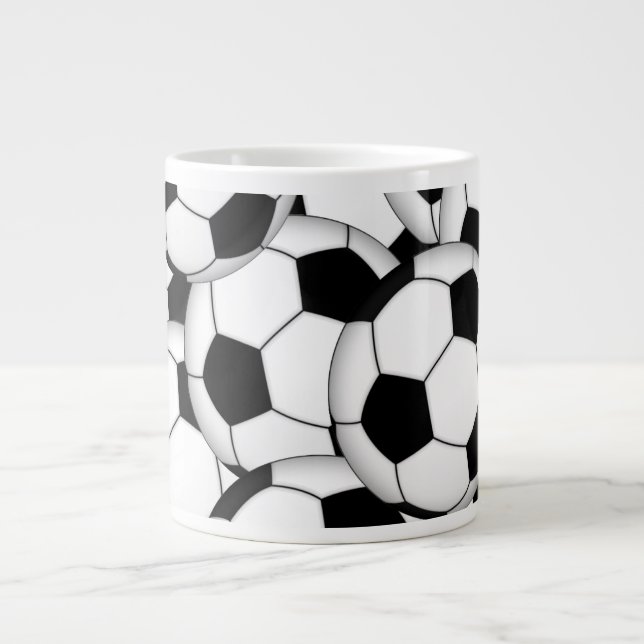 Caneca De Café Grande Colagem de Bola de Futebol (Frente)