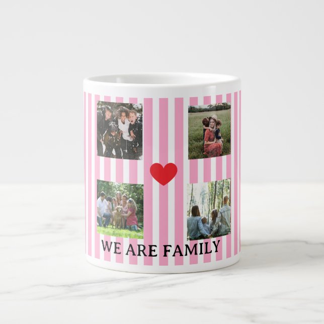 Caneca De Café Grande colagem de famílias listradas a pastel (Frente)