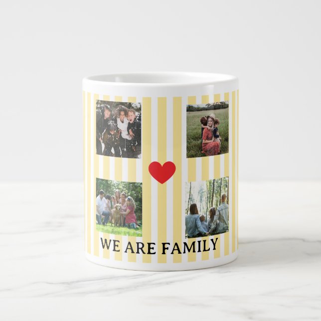 Caneca De Café Grande colagem de famílias listradas a pastel (Frente)