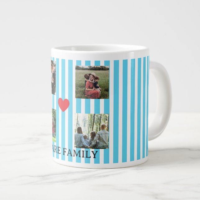 Caneca De Café Grande colagem de famílias listradas a pastel (Frente Esquerda)