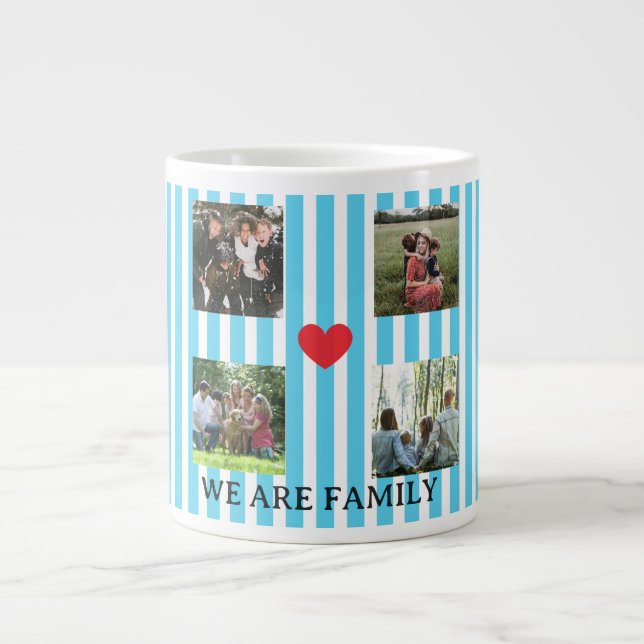 Caneca De Café Grande colagem de famílias listradas a pastel (Frente)