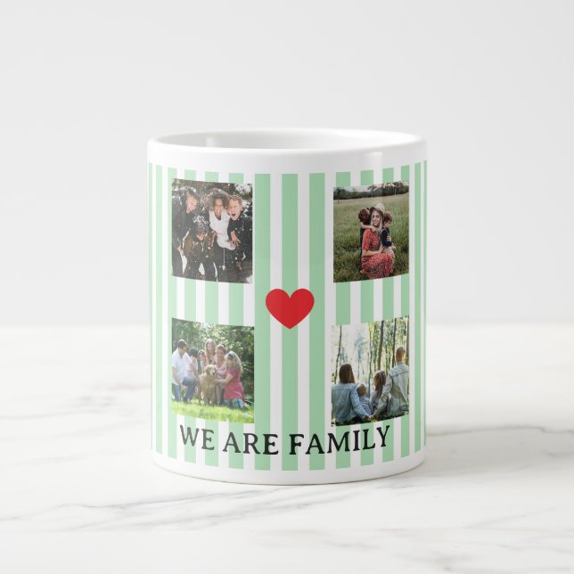Caneca De Café Grande colagem de famílias listradas a pastel (Frente)