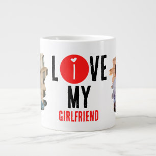 Caneca De Café Grande Colagem de Fotografias Personalizada Única 2 Adoro