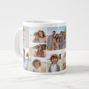 Caneca De Café Grande Colagem de Fotos - 13 Fotos em Grade Minimalista M