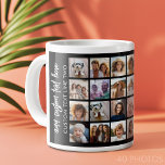 Caneca De Café Grande Colagem de Fotos 40 - 4 Linhas 10 Colunas - Nome d<br><div class="desc">Uma simples grade de fotos com muitas fotos para todas as suas fotos telefônicas. Este design de festa de colagem de tendências inclui um lugar para quarenta fotos ou realces de vida. O texto de script opcional na parte inferior pode ser usado para nomes, eventos, datas e muito mais! Se...</div>