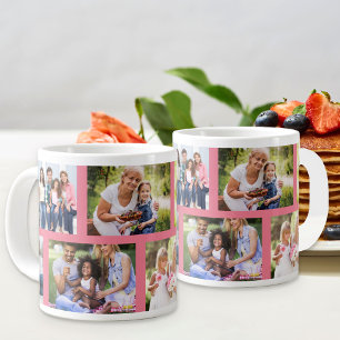 Caneca De Café Grande Colagem de Fotos 8 Imagens em Grid de Alvenaria Ro