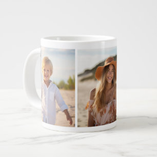 Caneca De Café Grande Colagem de Fotos da Coluna 3 - Grade Moderna Verti