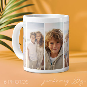 Caneca De Café Grande Colagem de Fotos da Coluna 6 - Grade Moderna Verti