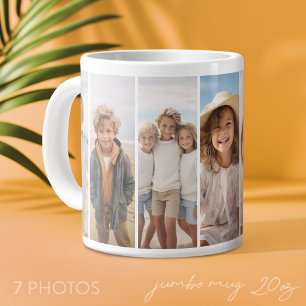 Caneca De Café Grande Colagem de Fotos da Coluna 7 - Grade Moderna Verti