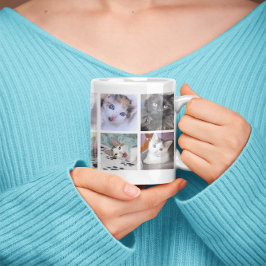 Caneca De Café Grande Colagem de Fotos de Animais de Estimação da Famíli