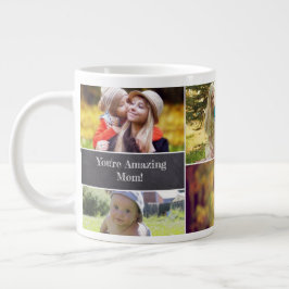 Caneca De Café Grande Colagem de Fotos de Dias de as mães Personalizados