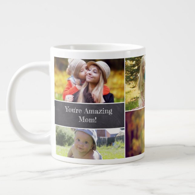 Caneca De Café Grande Colagem de Fotos de Dias de as mães Personalizados (Esquerda)