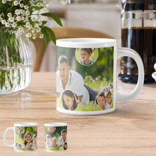 Caneca De Café Grande Colagem de Fotos de Memórias da Família Presente d
