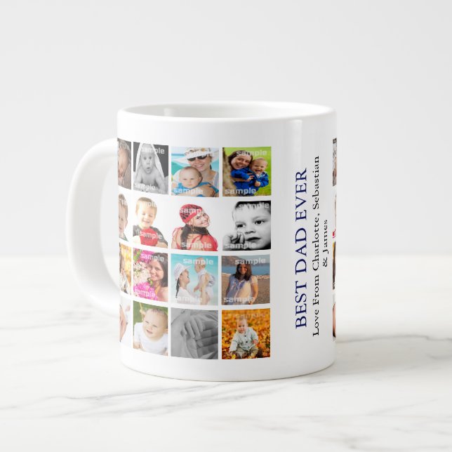 Caneca De Café Grande Colagem de Fotos Personalizada (Frente Esquerda)