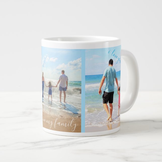 Caneca De Café Grande Colagem de Fotos Personalizada Texto Mug Seu Prese (Frente Esquerda)