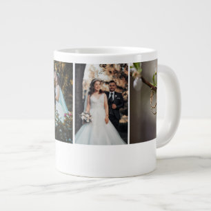 Caneca De Café Grande Colagem de Fotos Personalizadas de Casamento