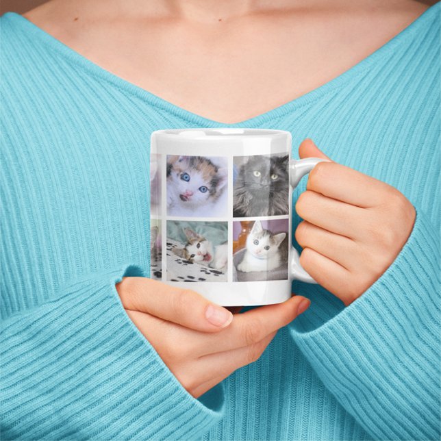 Caneca De Café Grande Colagem de Fotos Pet da Família (Family Pet Photo Collage Jumbo Coffee Mug)