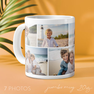 Caneca De Café Grande Colagem de Fotos Simples 7 - Grade Moderna Minimal