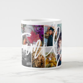 Caneca De Café Grande Colagem de Fotos Simples e Casual Personalizada