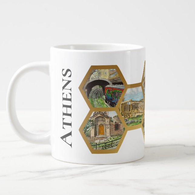 Caneca De Café Grande Colagem de Honeycomb, marcas de Atenas (Esquerda)