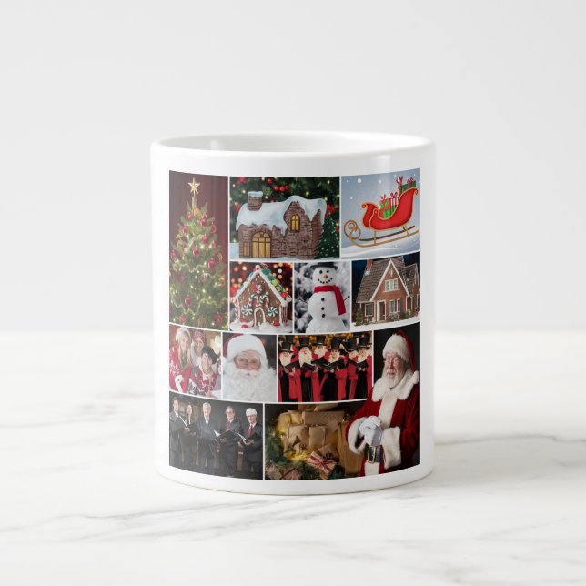 Caneca De Café Grande Colagem de Natal Festiva (Frente)