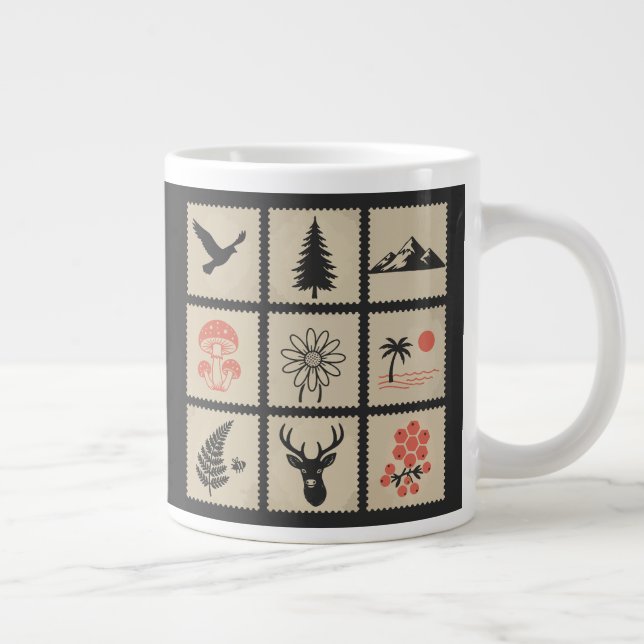 Caneca De Café Grande Colagem de selos naturais (Direita)