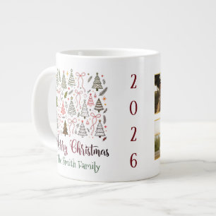Caneca De Café Grande Colagem de Texto e Foto Personalizados Árvores de