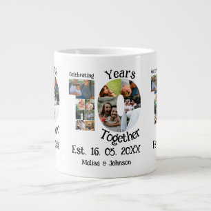 Caneca De Café Grande Colagem personalizada de 10 anos de casamento 11