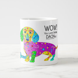 Caneca De Café Grande Coleção Colorida de Caleidoscópio de Dachshund