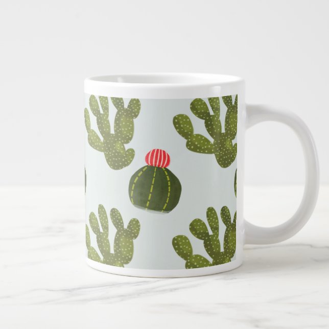 Caneca De Café Grande Coleção Llamarama | Padrão Cactus Cute (Direita)