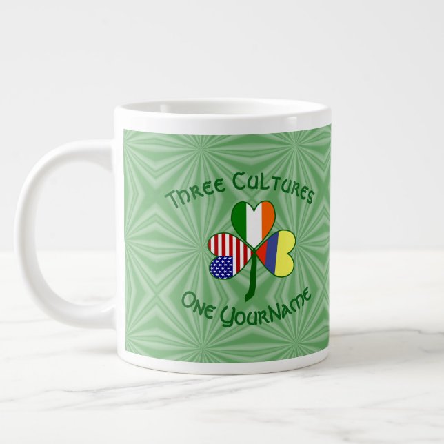 Caneca De Café Grande Colombia Ireland USA Shamrock Flag Personalizado (Esquerda)