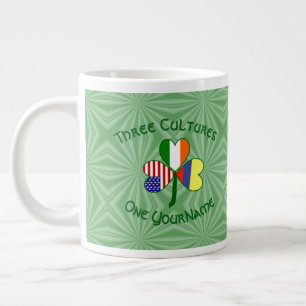 Caneca De Café Grande Colômbia Irlanda EUA Trevo Bandeira Personalizada