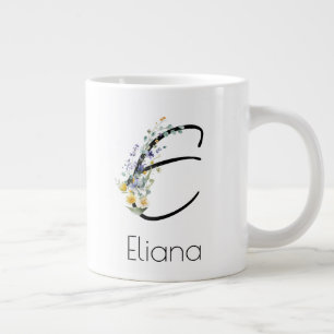 Caneca De Café Grande Coloração d'água do monograma do empregador de pre