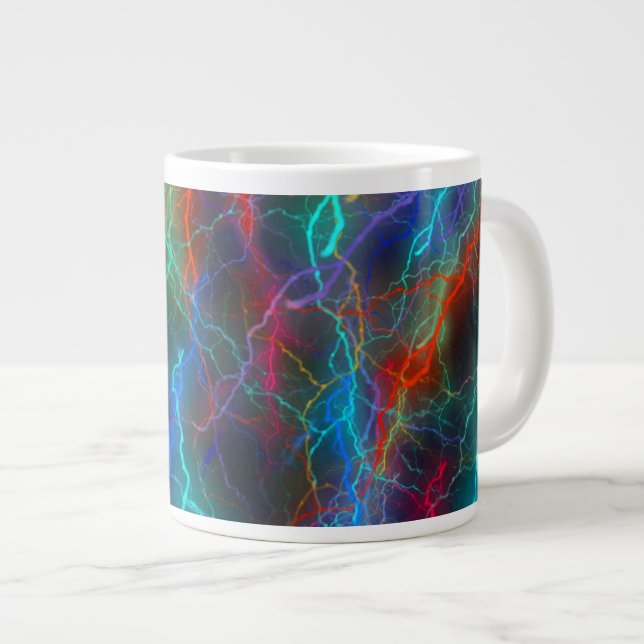 Caneca De Café Grande Colorful Rainbow Lightning  Storm (Frente Esquerda)