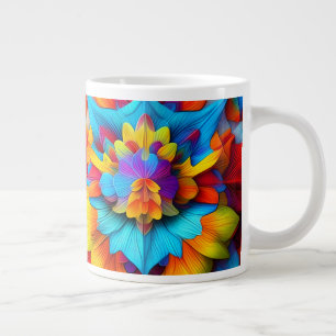 Caneca De Café Grande Colorida Floral Mandala Design