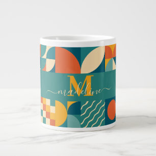 Caneca De Café Grande Colorida Geométrica Retroativa Personalizada