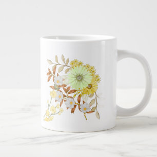 Caneca De Café Grande Colorindo Flores Arte Design Floral Colorir
