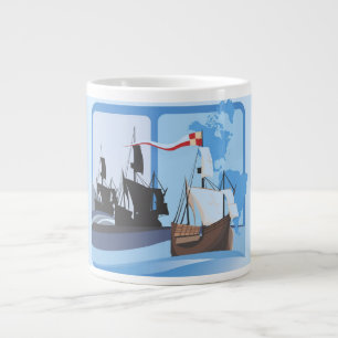 Caneca De Café Grande Columbus à vela do Oceano Azul -