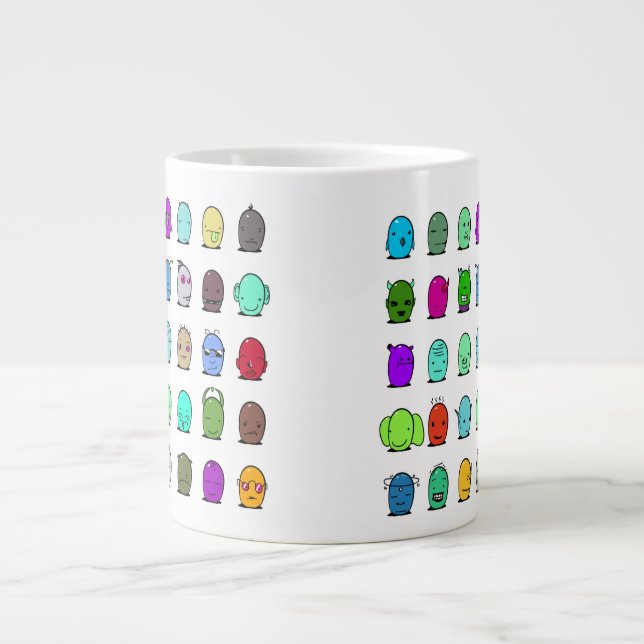 Caneca De Café Grande Com aliens engraçados (Frente)