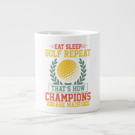 Caneca De Café Grande Com Campeões de Golfe Repita Comer Dormir
