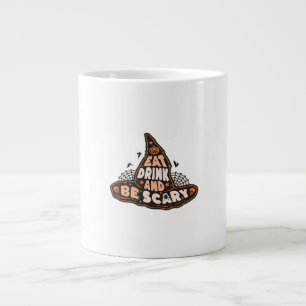 Caneca De Café Grande Coma Beba E Seja Assustador Chapéu De Bruxa Estéti